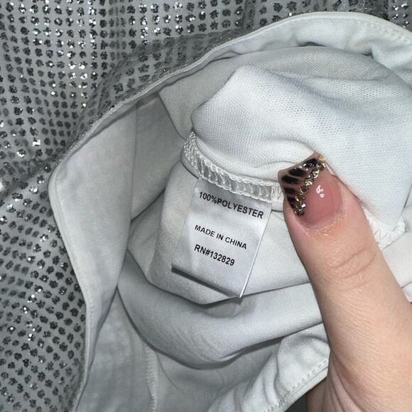 Superdown NWT Evie Sparkle Mini Dress White/Silver Size Small Revolve - Picture 6 of 7